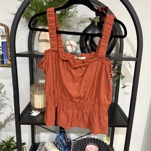Marine Layer Orange Ruched Peplum Tank Top size small